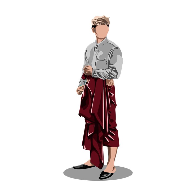 Vettore illustrazione di design vettoriale dell'abbigliamento tradizionale balinese indonesiano