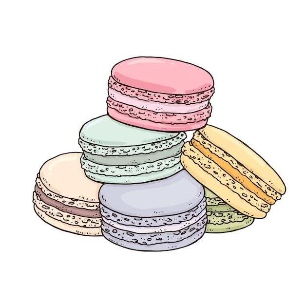 Illustrazione di disegno a mano di macarooni