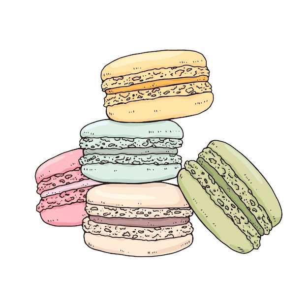 Illustrazione di disegno a mano di macarooni