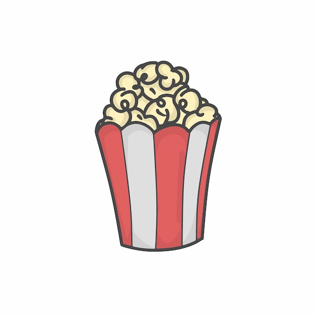 Illustrazione di disegno del modello vettoriale del fumetto piatto del carattere sveglio del popcorn