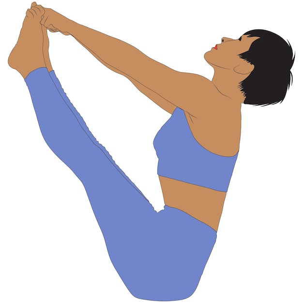 Illustrazione di disegno di carattere di posa di yoga di rilassamento della donna di vettore