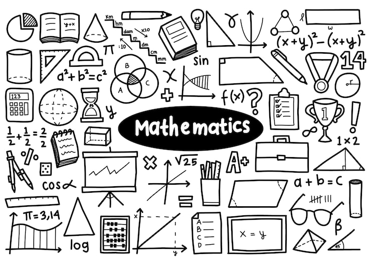 Vettore illustrazione di doodle di concetto di matematica