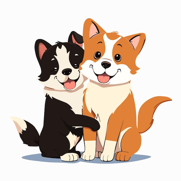 Illustrazione di due cuccioli, un cucciolo abbraccia un altro cucciolo