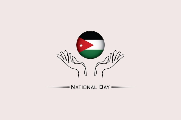 Illustrazione di due mani aperte che ricevono una bandiera Giornata nazionale della Giordania
