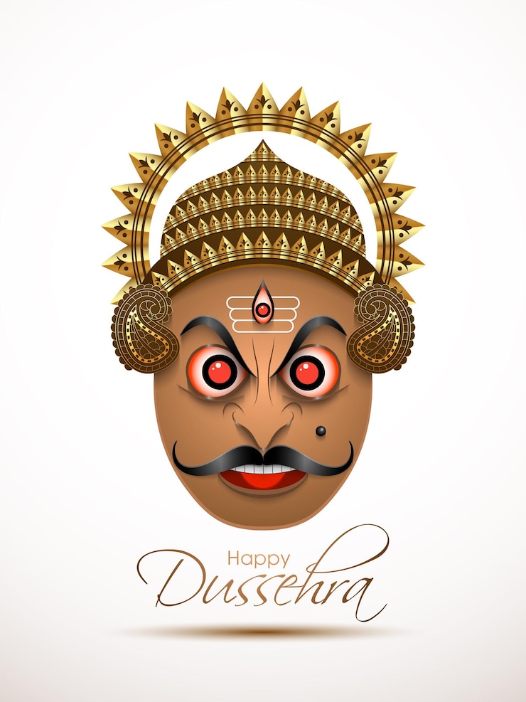 Vettore illustrazione di dussehra per la celebrazione del festival della comunità indù