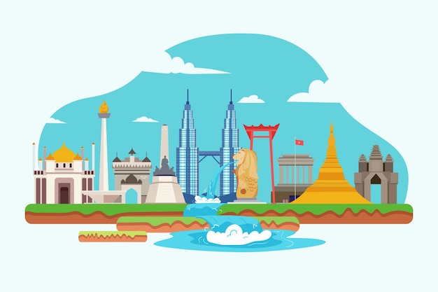 Illustrazione di edifici Asean