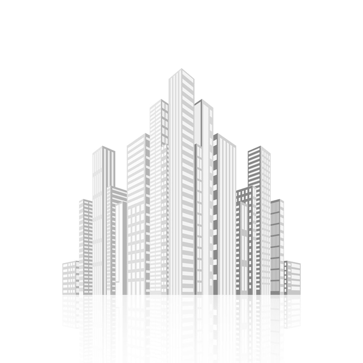 Vettore illustrazione di edifici e città