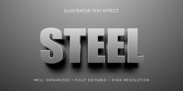 Illustrazione di effetto di testo modificabile in acciaio