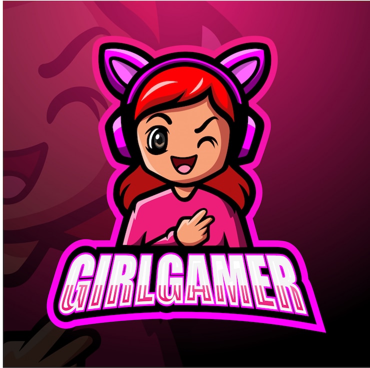 Illustrazione di esport della mascotte della ragazza del giocatore