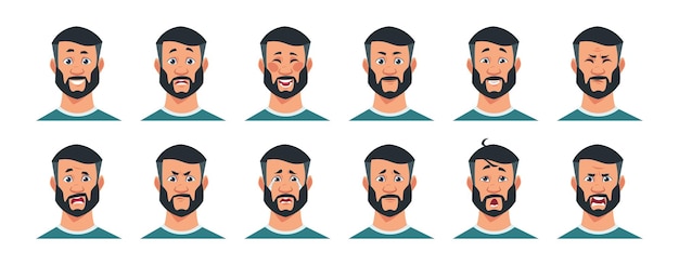 Illustrazione di espressioni dell'uomo
