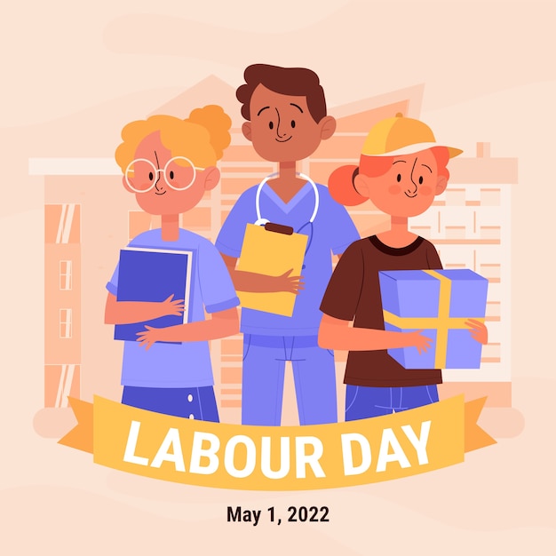 Illustrazione di festa del lavoro piatto