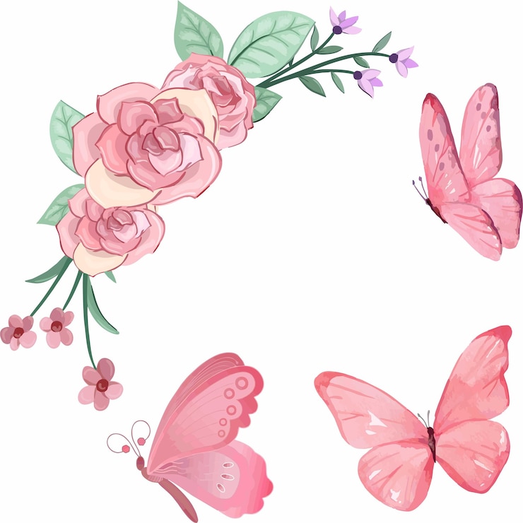 Vettore illustrazione di fiori e farfalle per la decorazione