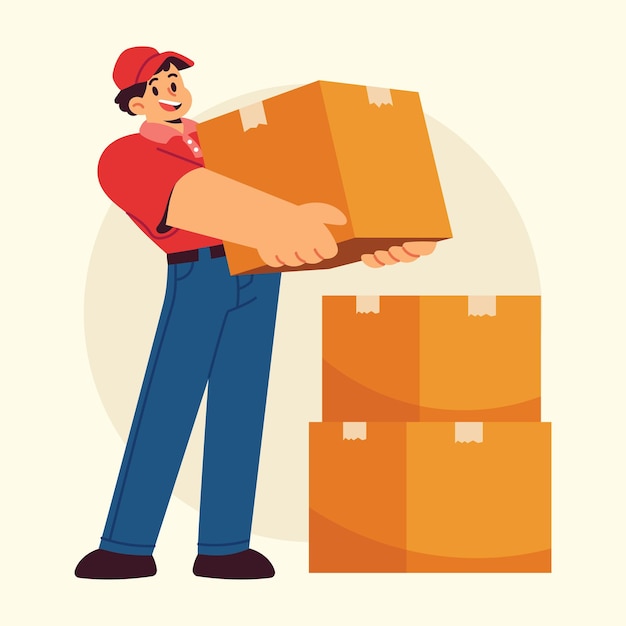 Illustrazione di Flat Vector Delivery Courier