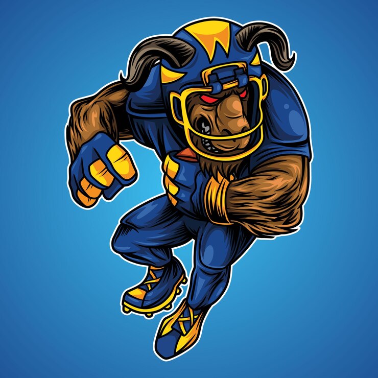 Vettore illustrazione di football americano della mascotte della capra