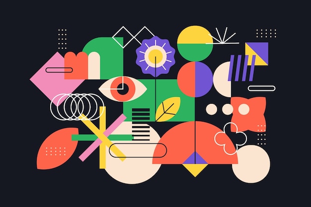 Illustrazione di forma geometrica retrò colorata dal design piatto