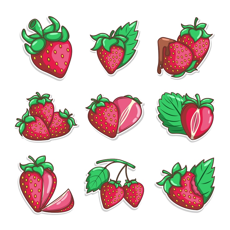 Vettore illustrazione di frutta di fragola disegnata a mano