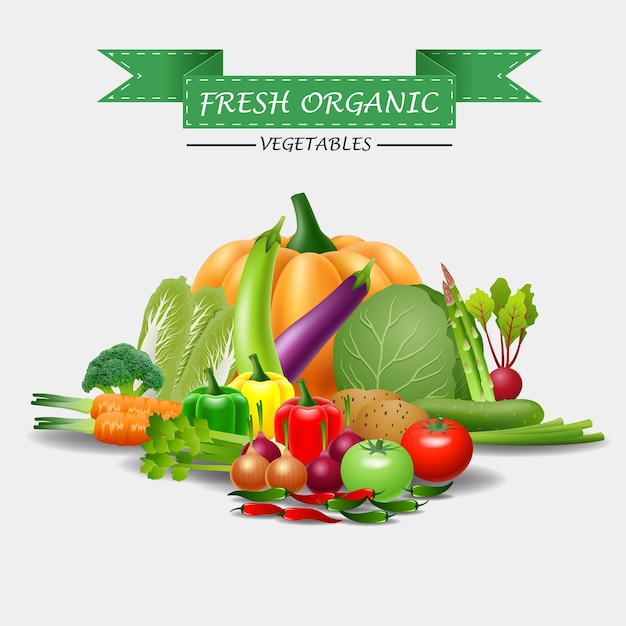 Illustrazione di frutta e verdura come cibo sano