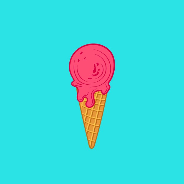 Illustrazione di gelato colorato vettoriale isolata su sfondo bianco Palla di gelato leggermente fondente una singola scoop