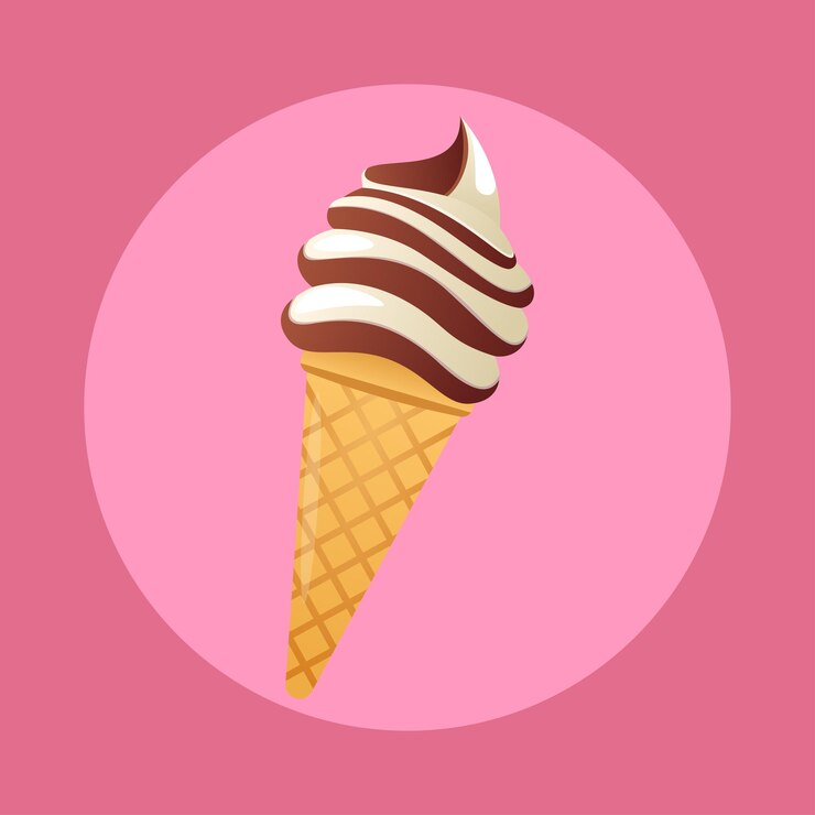 Vettore illustrazione di gelato su uno sfondo rosa