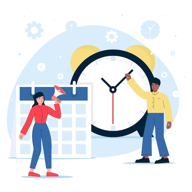Illustrazione di gestione del tempo disegnata a mano piatta