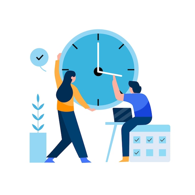 Illustrazione di gestione del tempo disegnata a mano piatta