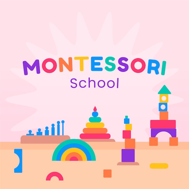 Illustrazione di giocattoli montessori disegnati a mano