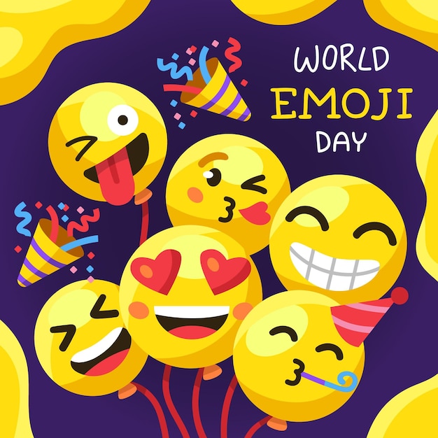 Illustrazione di giornata mondiale degli emoji del fumetto