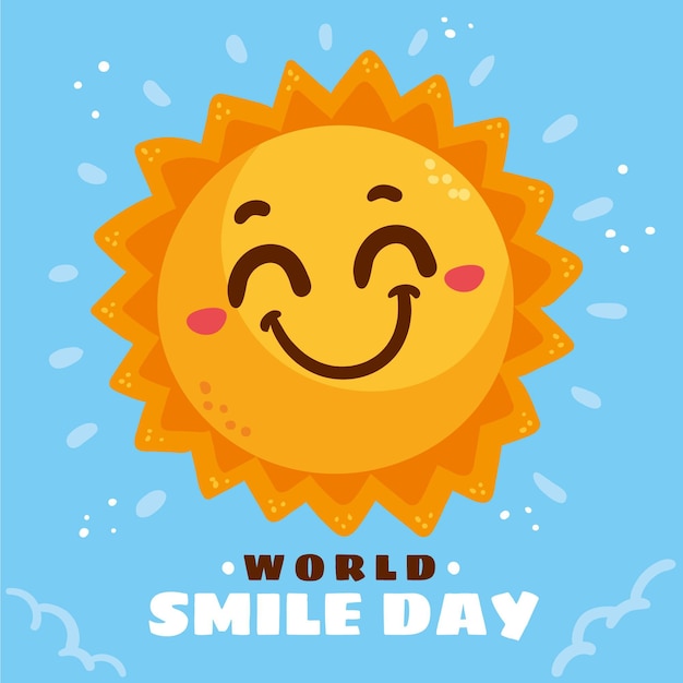 Illustrazione di giornata mondiale del sorriso piatto disegnata a mano