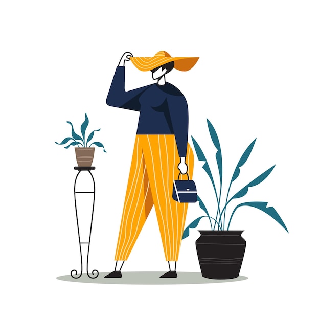 Illustrazione di glamour in stile semplice design piatto con carattere femminile