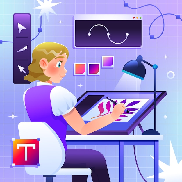 Illustrazione di graphic designer gradiente