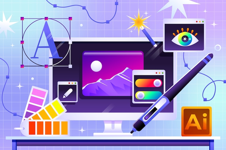 Vettore illustrazione di graphic designer gradiente