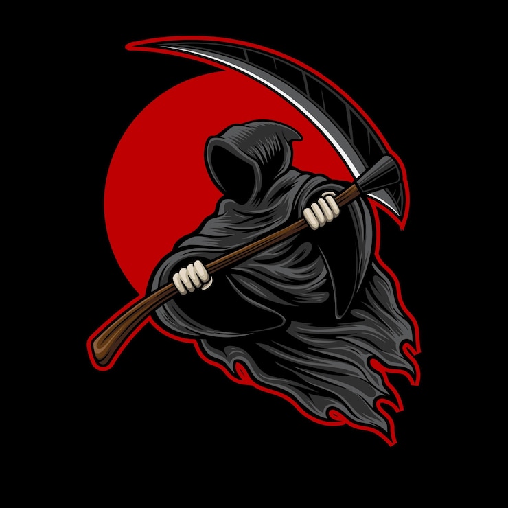 Vettore illustrazione di grim reaper con vettore di stock di qualità premium