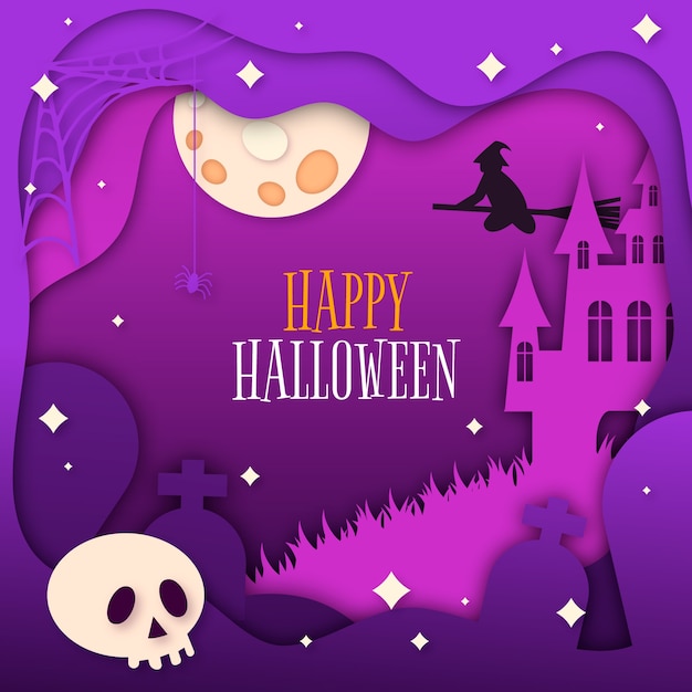 Illustrazione di Halloween in stile carta