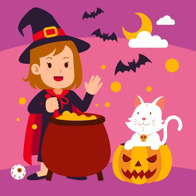 Illustrazione di halloween piatta disegnata a mano