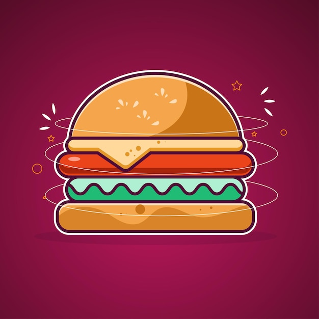 illustrazione di hamburger con elementi di linea