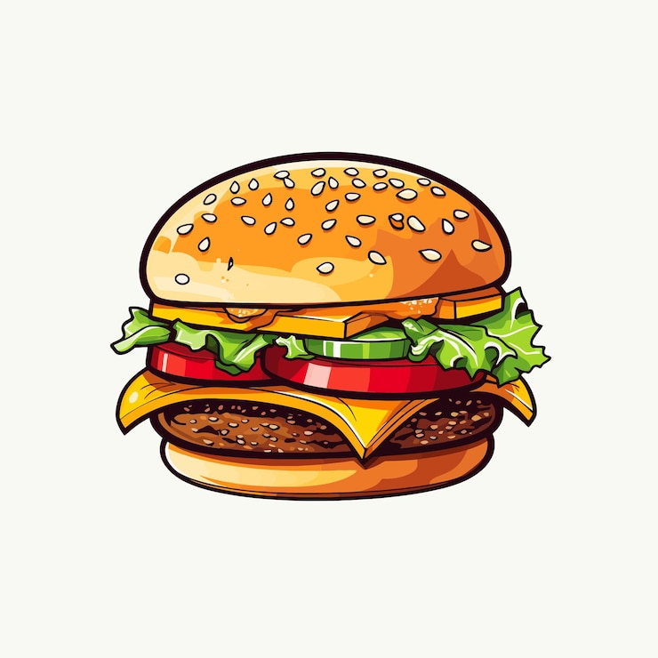 Vettore illustrazione di hamburger semplice colore piatto vettoriale classico
