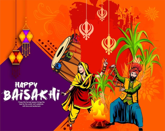 Illustrazione di Happy Baisakhi Celebration Backgroundfacile da modificare vettore Punjabi festival Vaisakhi