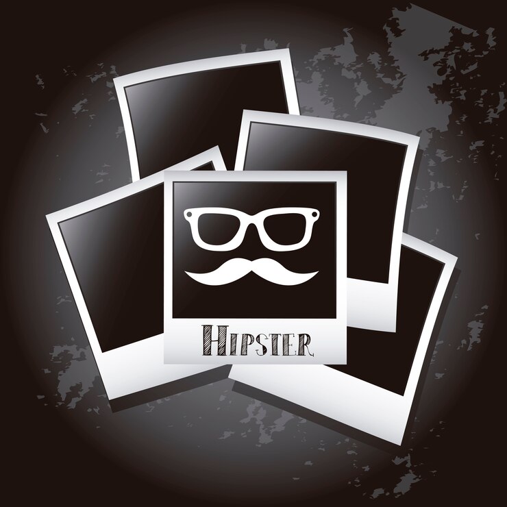 Vettore illustrazione di hipster su sfondo nero vecchio stile vettoriale