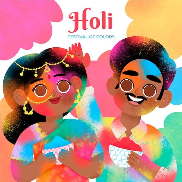 Illustrazione di holi disegnata a mano