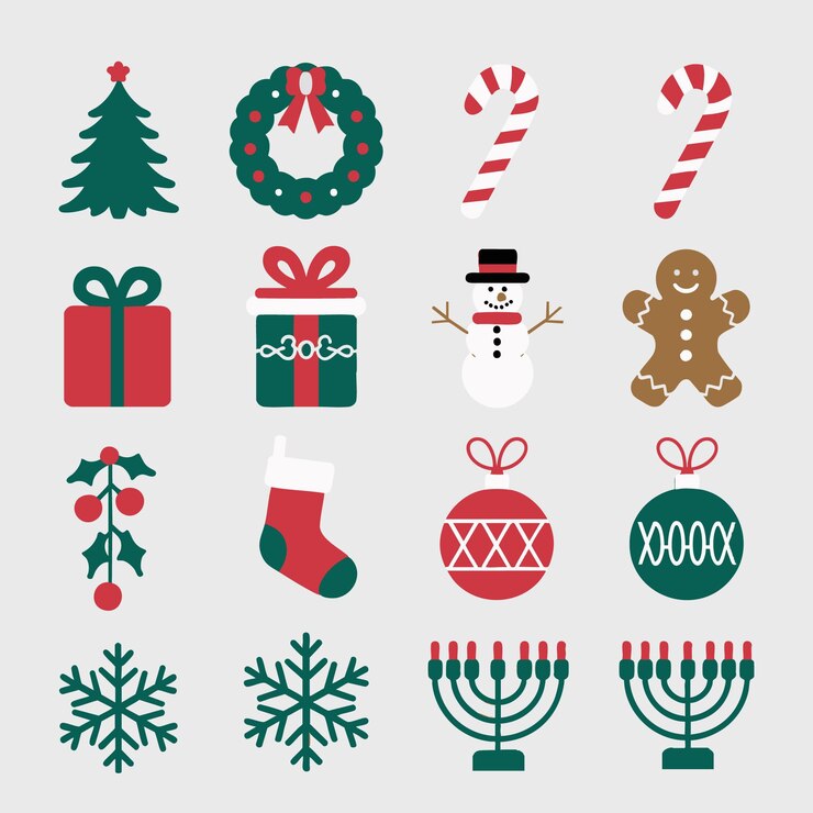 Vettore illustrazione di icone festive di natale