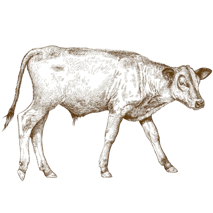 Vettore illustrazione di incisione di vitello
