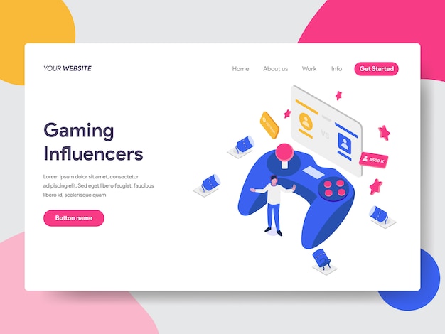 Illustrazione di Influencer di gioco per pagine Web