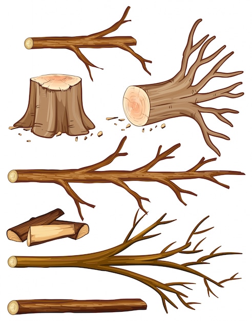 Illustrazione di legna da ardere e stump