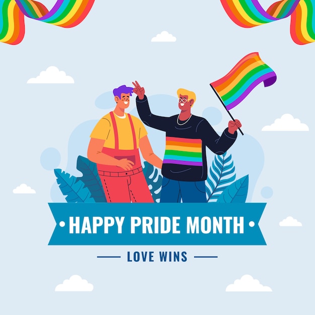 Illustrazione di lgbt del mese dell'orgoglio piatto