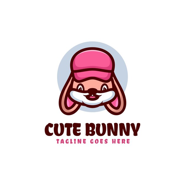 Illustrazione di logo di vettore Simpatico coniglietto mascotte stile cartone animato