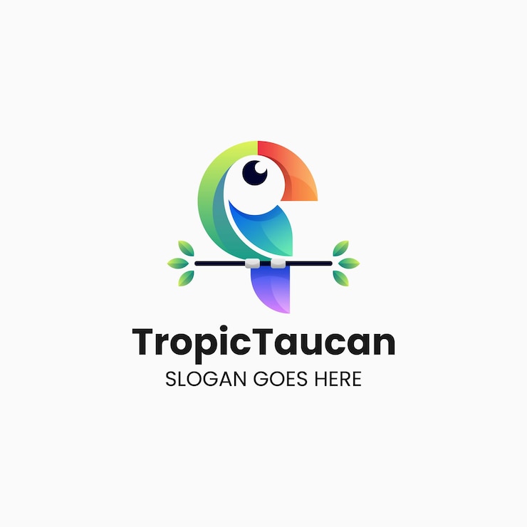 Vettore illustrazione di logo di vettore stile variopinto di gradiente del tucano
