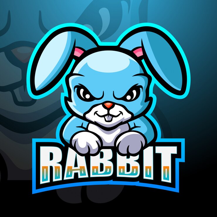 Illustrazione di logo esport coniglio mascotte
