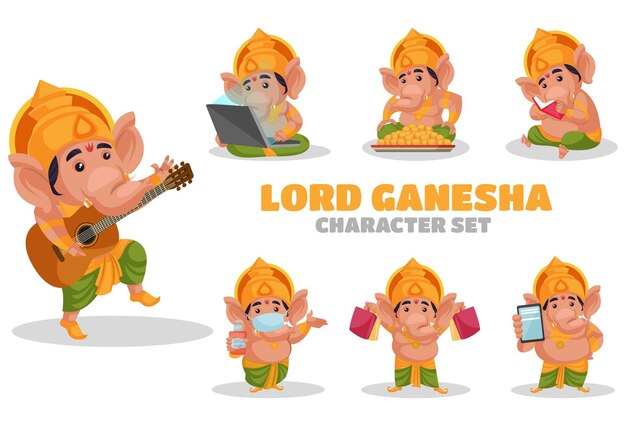 Illustrazione Di Lord Ganesha Character Set