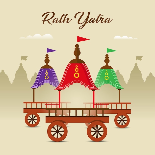 illustrazione di Lord Jagannath Balabhadra e Subhadra sull'annuale Rathayatra nel festival di Odisha indietro