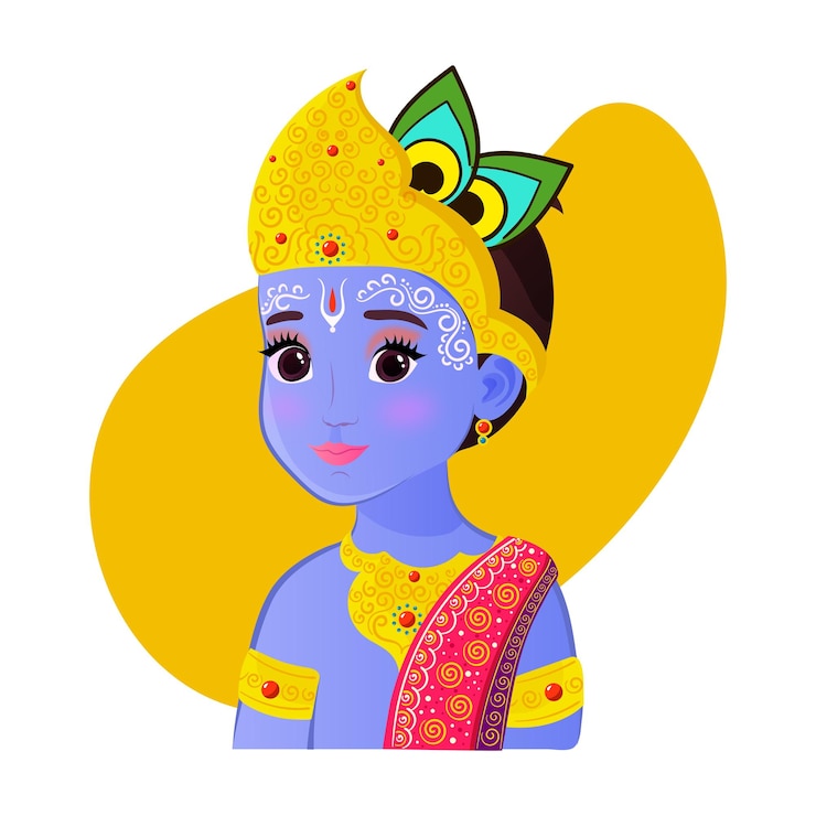 Vettore illustrazione di lord krishna per il modello della festa di janmashtami